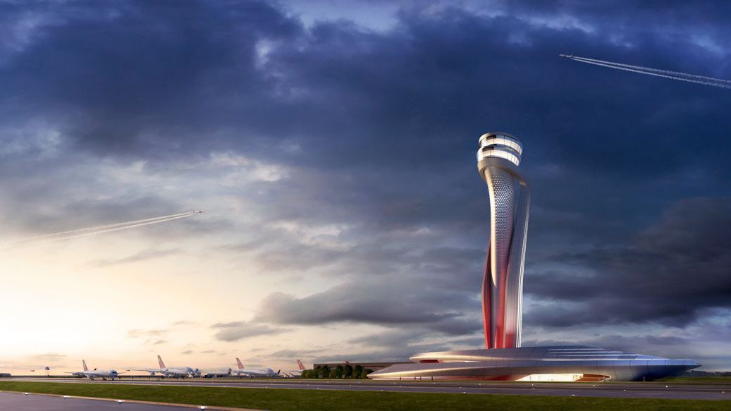 El diseño ganador para la nueva torre de control del aeropuerto de Estambul. Aecom/Pininfarina 162