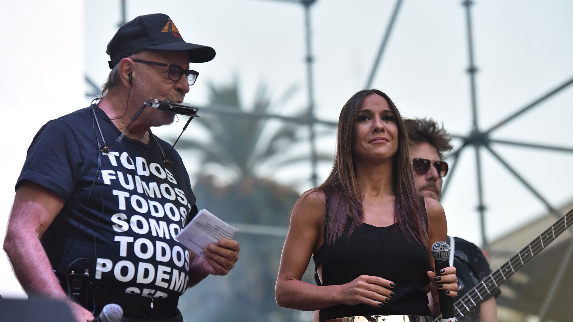 León Gieco, junto a Laura Miller y Javier Malosetti durante "Inconsciente colectivo"