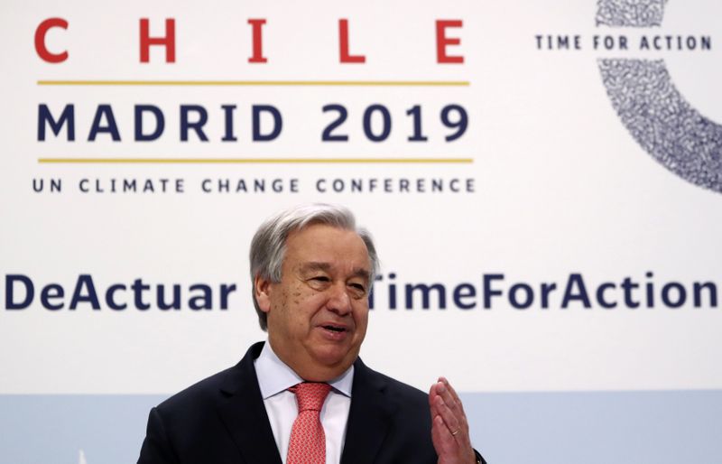 El Secretario General de las Naciones Unidas, Antonio Guterres, asiste a una conferencia de prensa en vísperas de la Cumbre de las Naciones Unidas sobre el Clima (COP25) en Madrid, España, el 1 de diciembre de 2019. REUTERS/Sergio Pérez