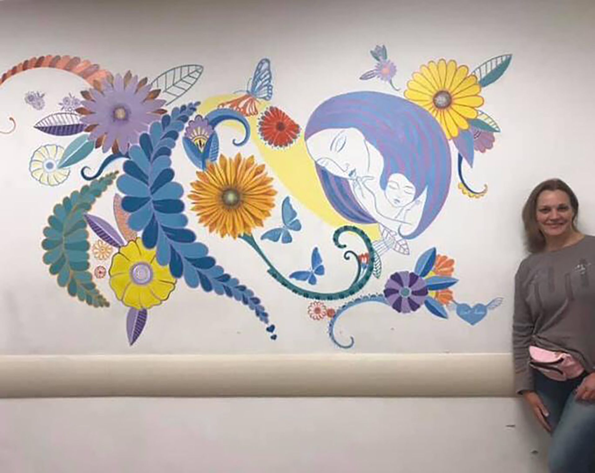 El dibujo pintado en el interior del pabellón de Maternidad