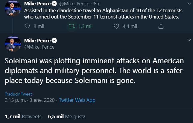 Mike Pence, acusó esta tarde a Qasem Soleimani, de estar detrás de uno de los complots que más cerca ha estado de involucrar al narcotráfico mexicano con el terrorismo islámico.