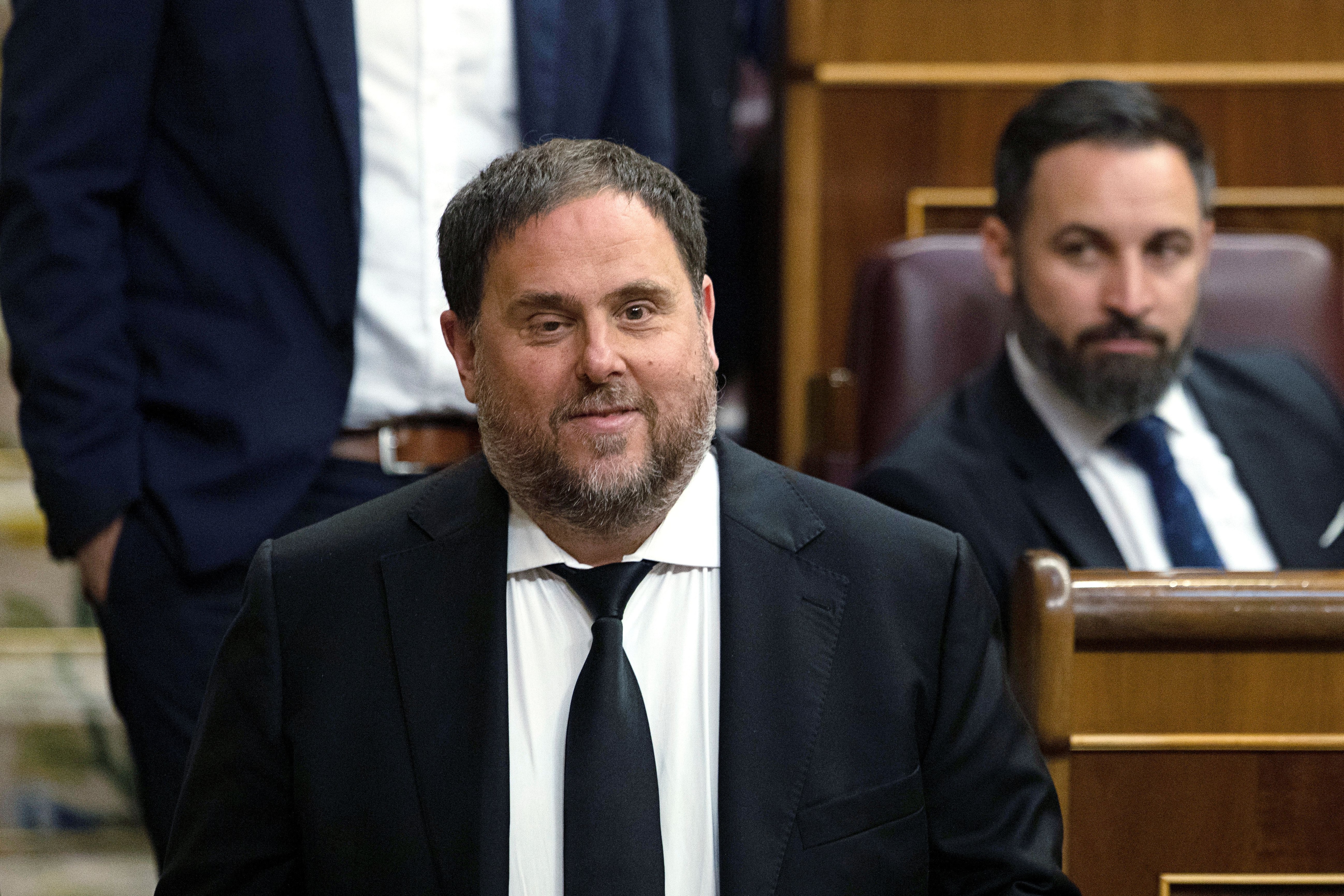 Oriol Junqueras en el Parlamento, el 21 de mayo de 2019, antes de ser arrestado (Pablo Blazquez/Pool via REUTERS/File Photo)