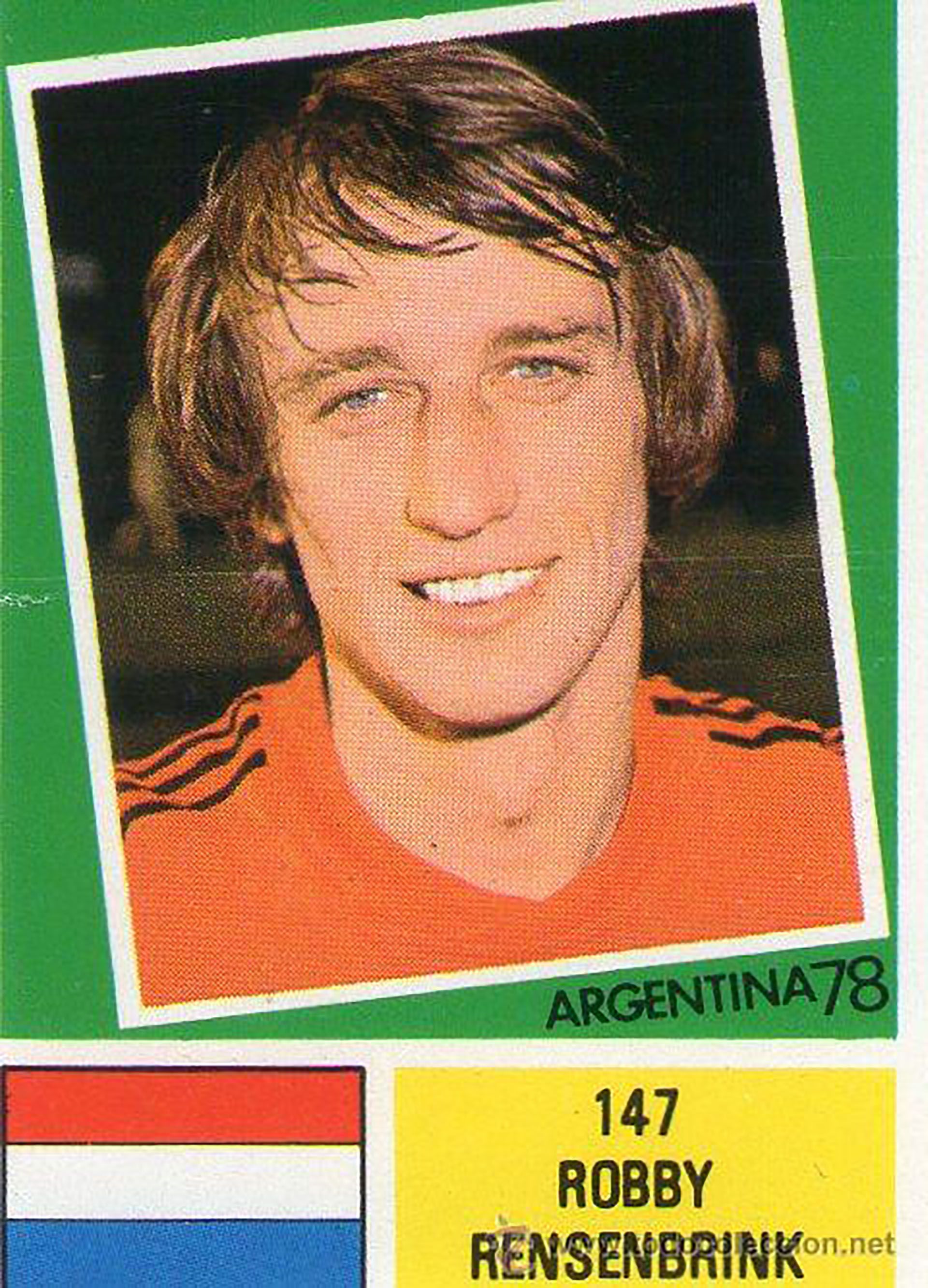 La figurita de Robbie que alude a su participación en el Mundial de Argentina 1978