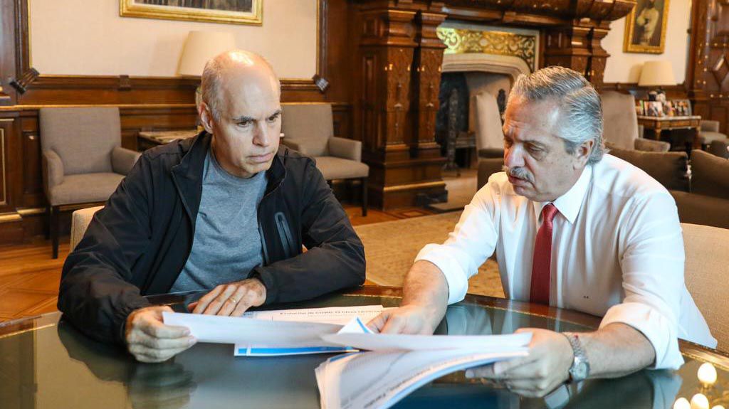 El presidente Alberto Fernández y el jefe de Gobierno porteño Horacio Rodríguez Larreta