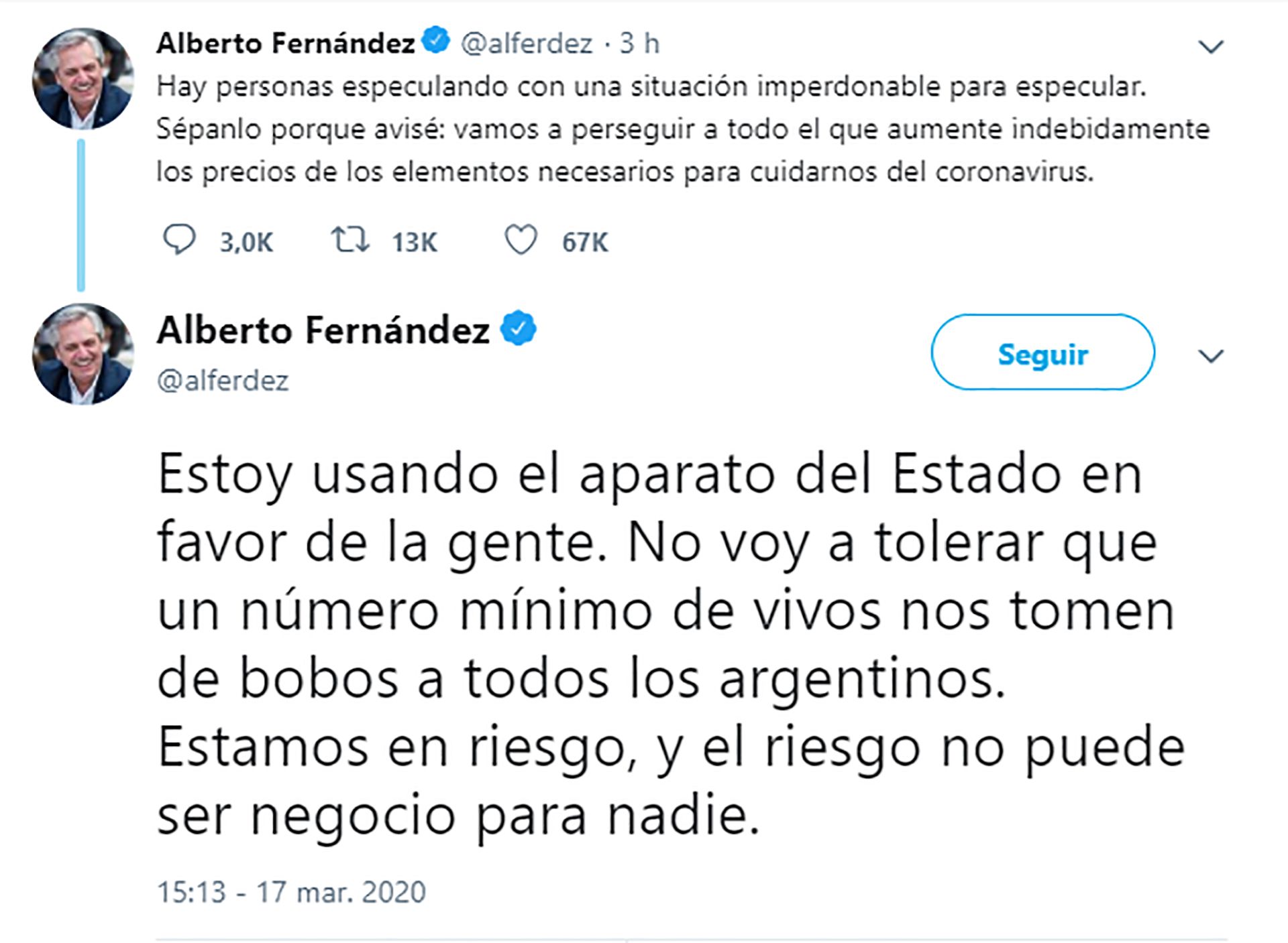 Alberto Fernández criticó la especulación de los comercios
