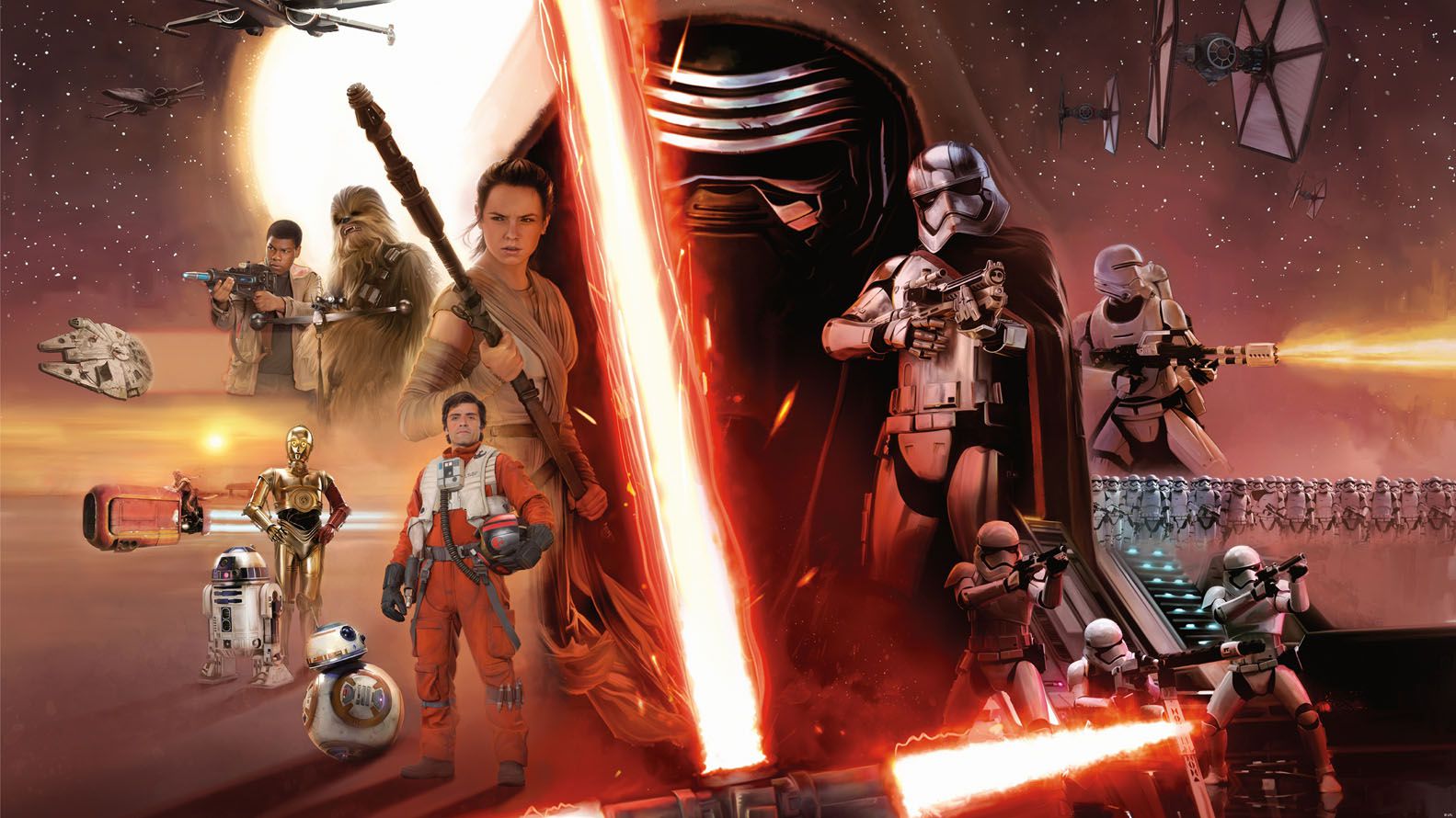 El poster del episodio VII de la saga Star Wars, "El Despertar de la Fuerza" (The Force Awakens), estrenado en 2015 y que contó con la actuación de Jack