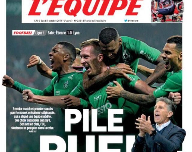 Tapa del diario L’Equipe, Francia, 7 de octubre de 2019