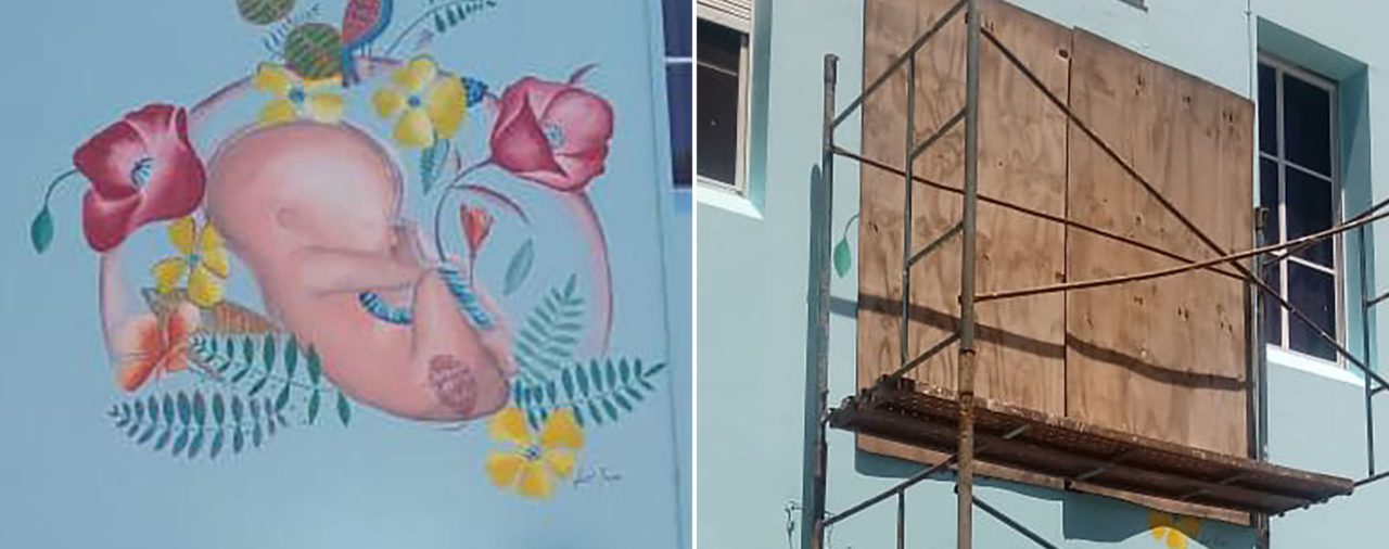 Insólita censura: en la Maternidad del Piñero tapian el mural de un niño en gestación, por ser “violencia simbólica” hacia las pacientes