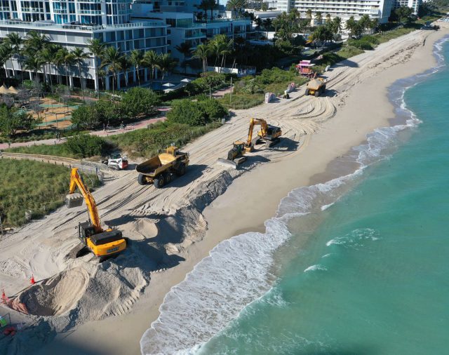 Para combatir el aumento del nivel del mar, vertirán 61 mil toneladas de arena en las playas de Miami