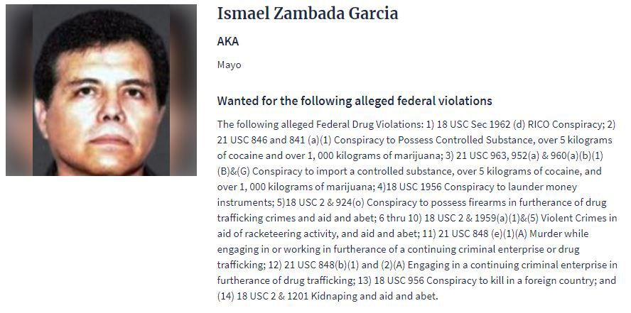 Una ficha de búsqueda de la DEA sobre el "Mayo" Zambada, líder del Cártel de Sinaloa (Foto: DEA)