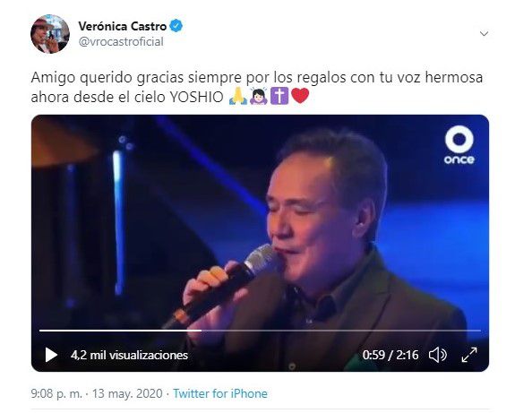 Verónica Castro compartió un clip de una actuación de Yoshio (Foto: Twitter@vrocastroficial)