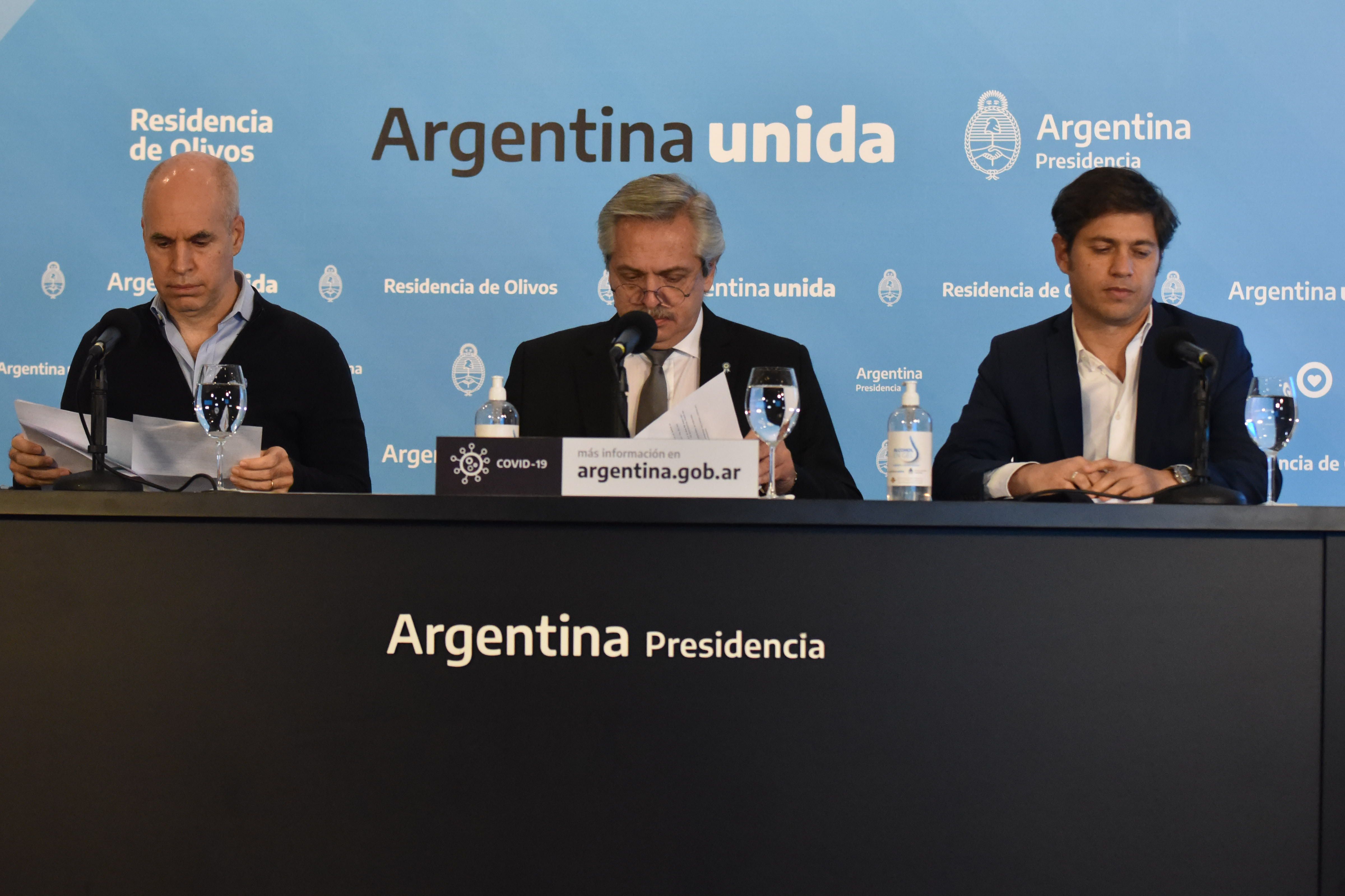 El jefe de Gobierno junto a Alberto Fernández y Axel Kicillof