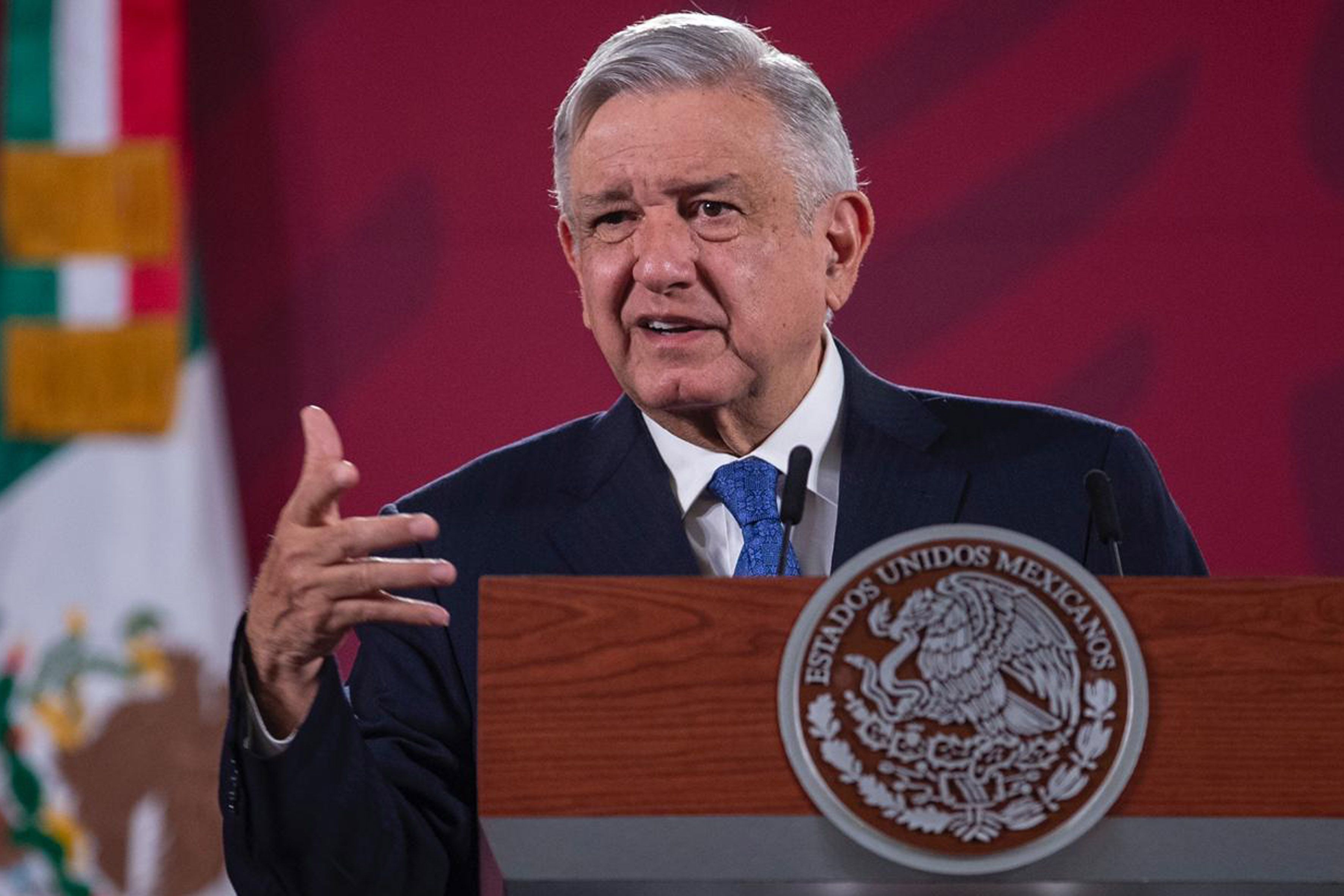 07/07/2020 07 July 2020, Mexico, Mexico City: Mexican President Andres Manuel Lopez Obrador speaks during his daily press conference at the National Palace. Photo: -/El Universal via ZUMA Wire/dpa POLITICA INTERNACIONAL -/El Universal via ZUMA Wire/dpa 