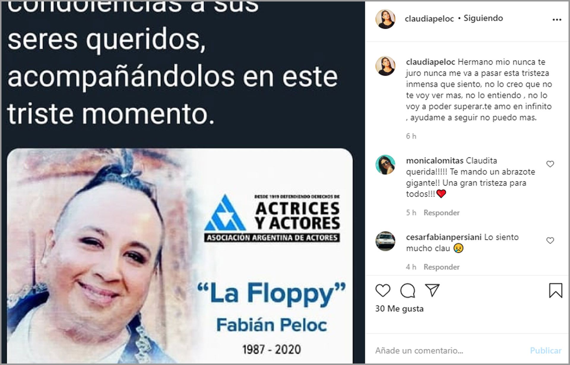 Claudia Peloc La Floppy hermana Instagram