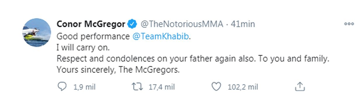 captura tweet Conor McGregor