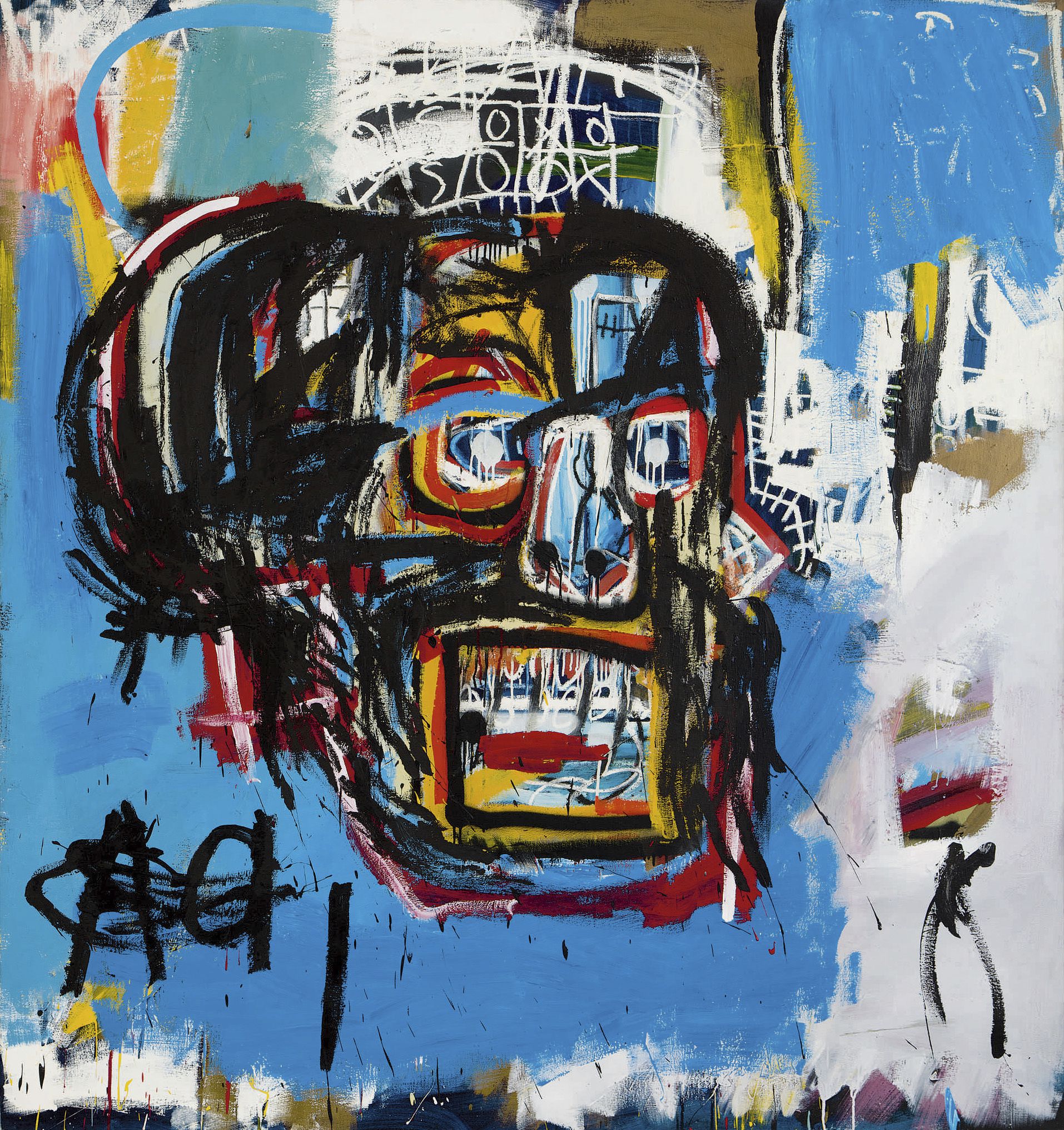 La obra "Sin título" de Jean-Michel Basquiat se subastó en Sotheby's por USD 110.5 millones, en 2017 (Sotheby's vía AP)