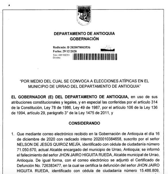 Decreto Antioquia