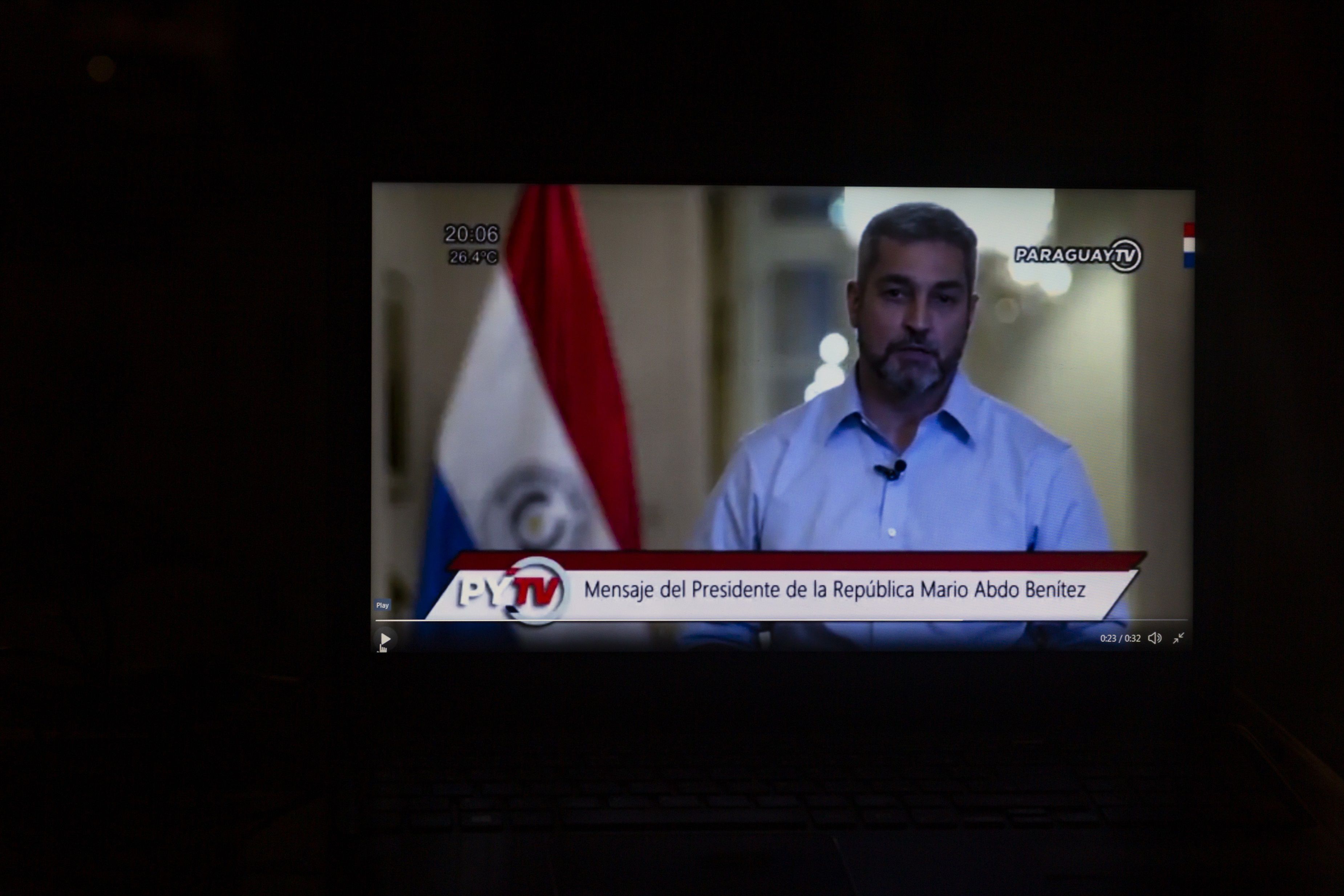 07/03/2021 El presidente de Paraguay anunciando la salida de cuatro ministros de su Gobierno en la televisión pública el sábado 6 de marzo. POLITICA CONTACTOPHOTO 