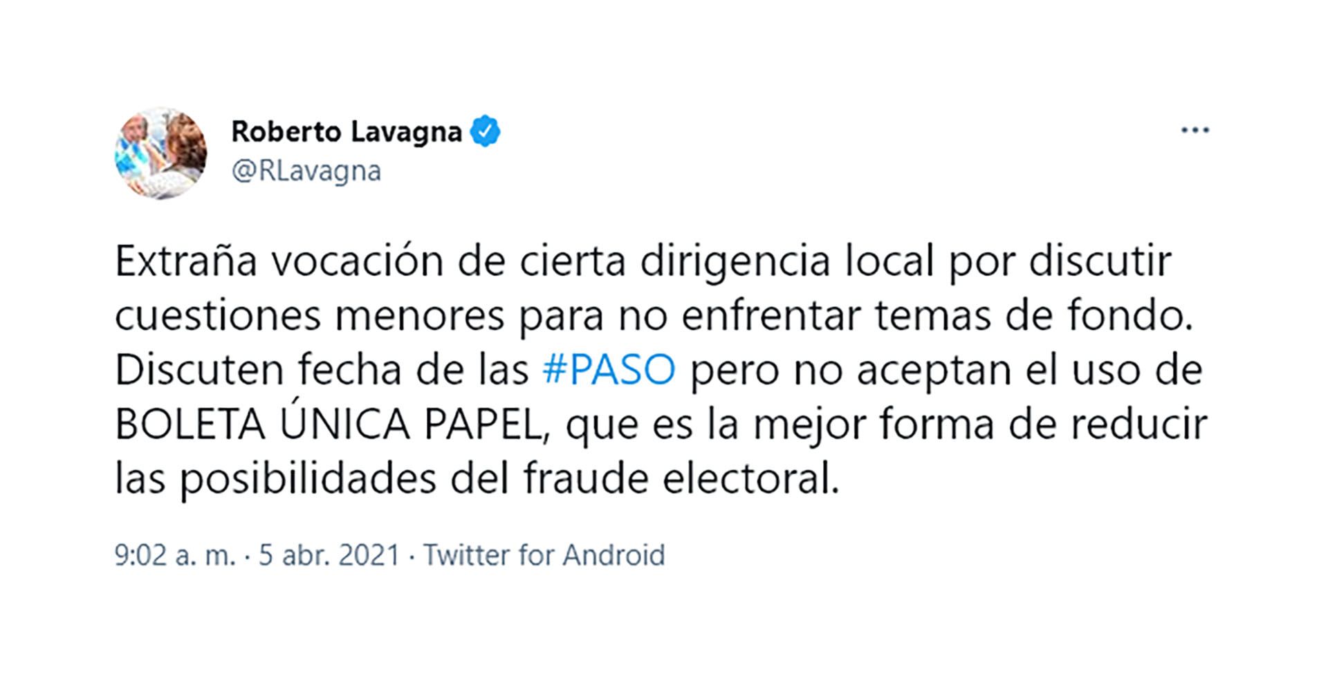 Roberto Lavagna tuit