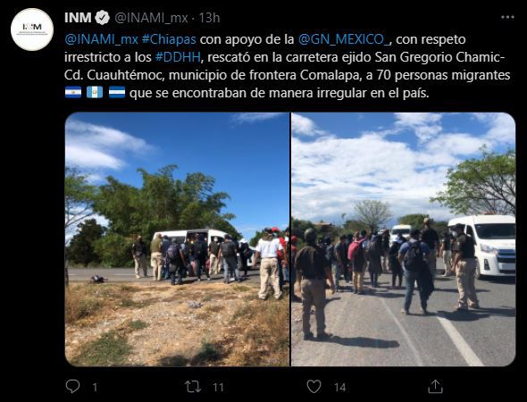 Autoridades mexicanas interceptaron caravana de 70 migrantes centroamericanos en Chiapas
