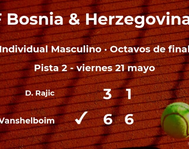 El tenista Eric Vanshelboim logra la plaza de los cuartos de final a costa de Dusan Rajic