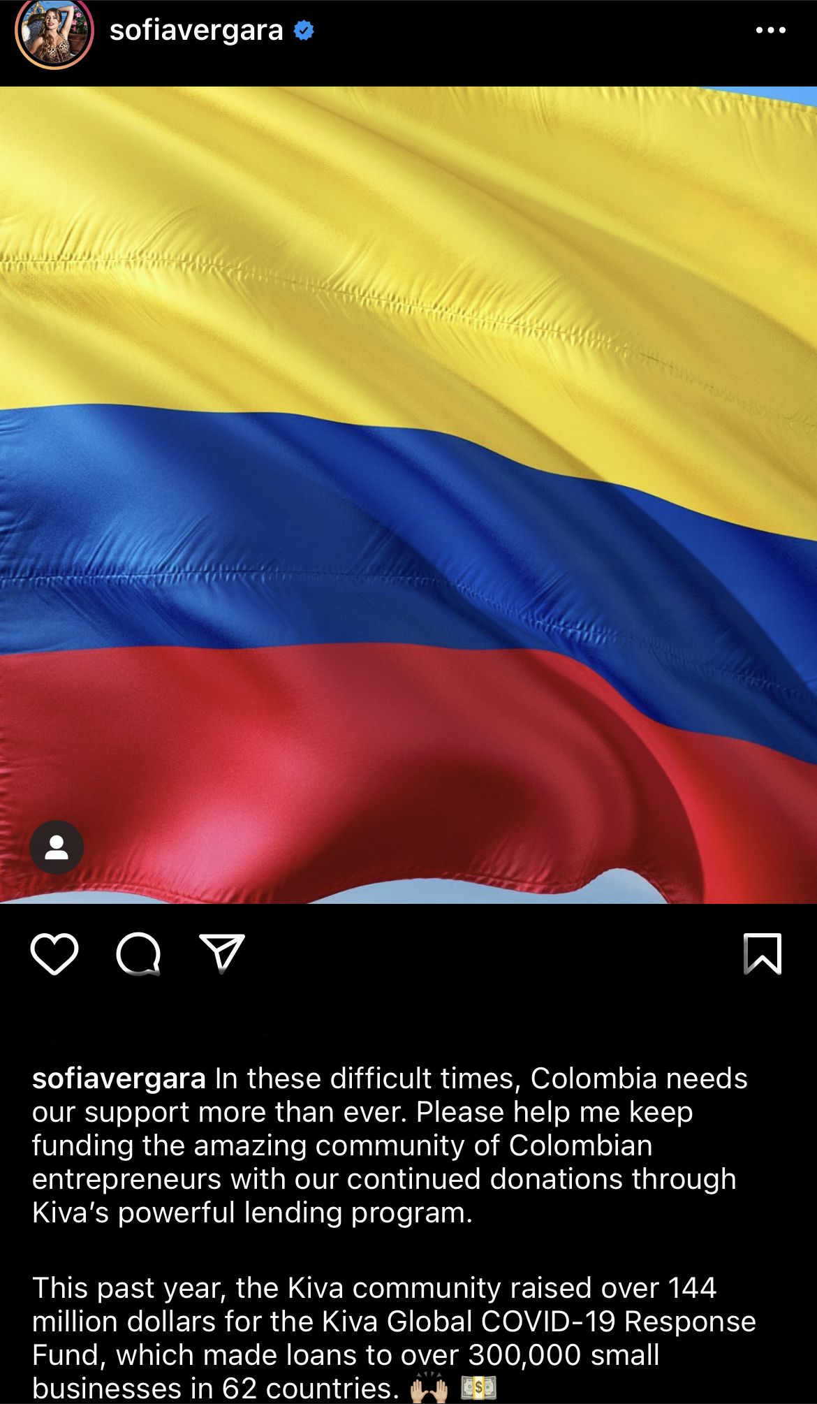 Sofia Vergara se pronuncia ante situación en Colombia