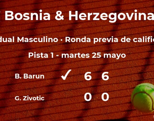 Triunfo del tenista Bozo Barun en la ronda previa de calificación