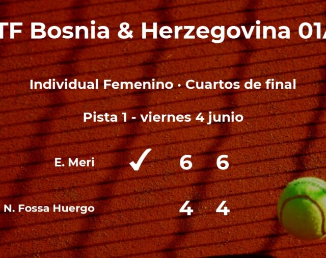 La tenista Eszter Meri le arrebata la plaza de las semifinales a Nicole Fossa Huergo