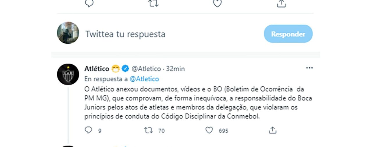 Atlético Mineiro le pidió a la Conmebol “severas sanciones” para Boca por los disturbios tras el partido por la Libertadores