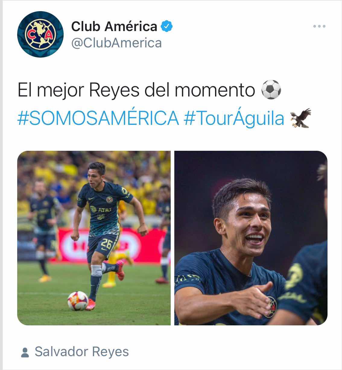 Club América lanzó indirecta a Diego Reyes (Foto: Twitter-@ClubAmerica)