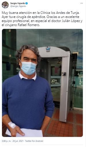 Sergio Fajardo fue dado de alta tras cirugía de emergencia: este es su estado de salud