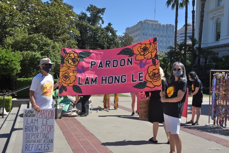 A rally to seek a pardon Le Hong Lam is organized by Tsuru for Solidarity, outside California State Capitol in Sacramento on June 4, 2021. (Courtesy Photo - Kiyoshi Ina) 