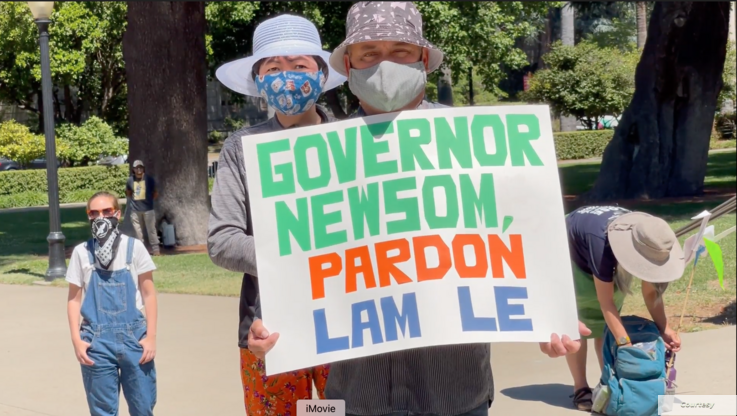 A rally to seek a pardon for Le Hong Lam is organized by Tsuru for Solidarity, outside California State Capitol in Sacramento on June 4, 2021. (Courtesy Photo - Emiko Omori) 