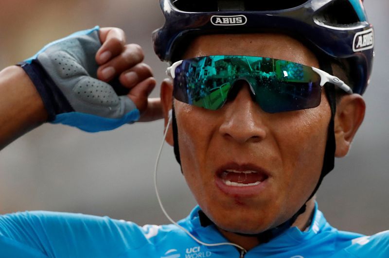 Foto de archivo de Nairo Quintana ganando una etapa del Tour de Francia. Jul 25, 2019 REUTERS/Christian Hartmann