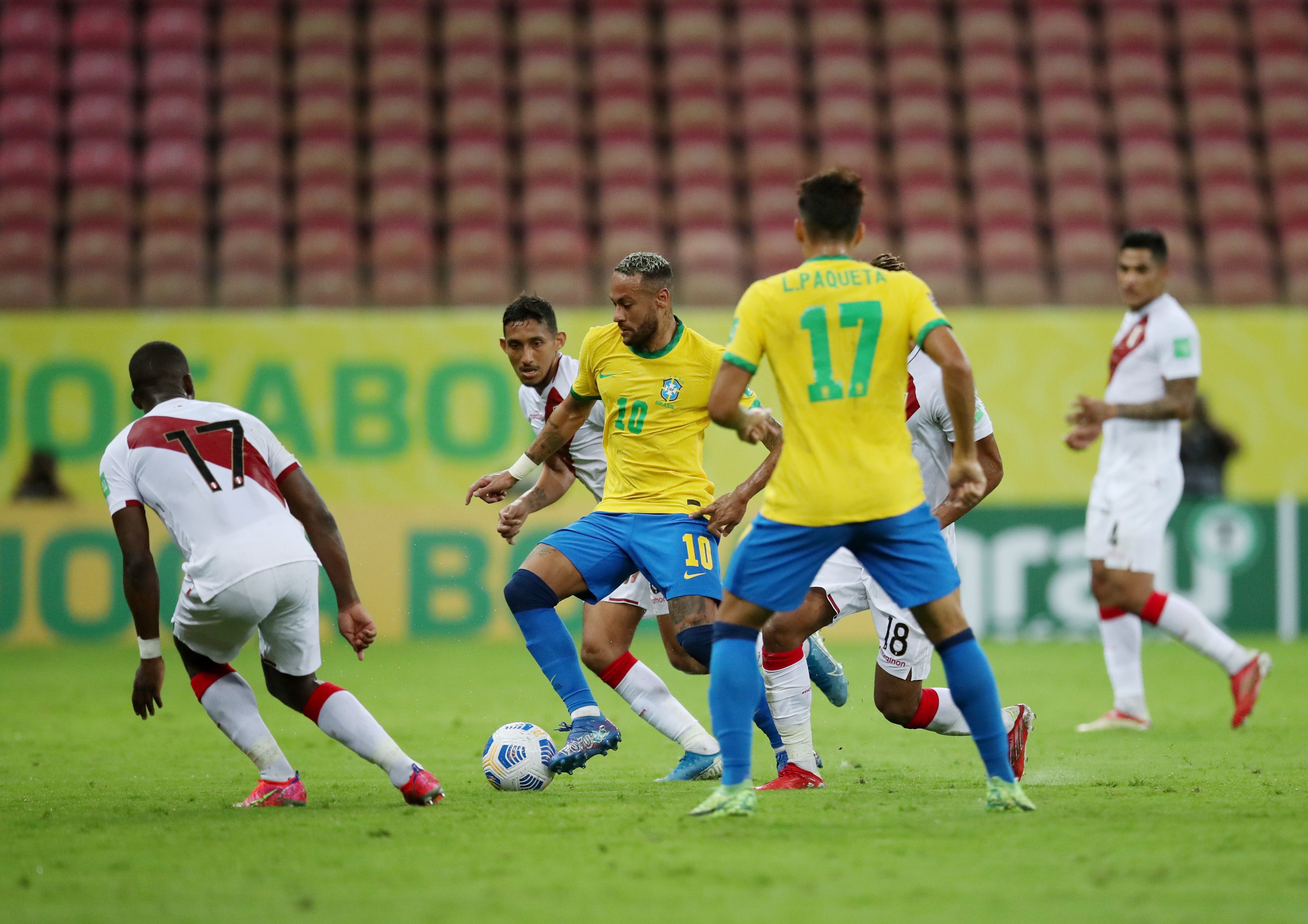 Soccer Football - World Cup - South American Qualifiers - Brazil v Peru - Arena Pernambuco, Sao Lourenco da Mata, Brazil - September 9, 2021 Brazil's Neymar in action REUTERS/Ricardo Moraes