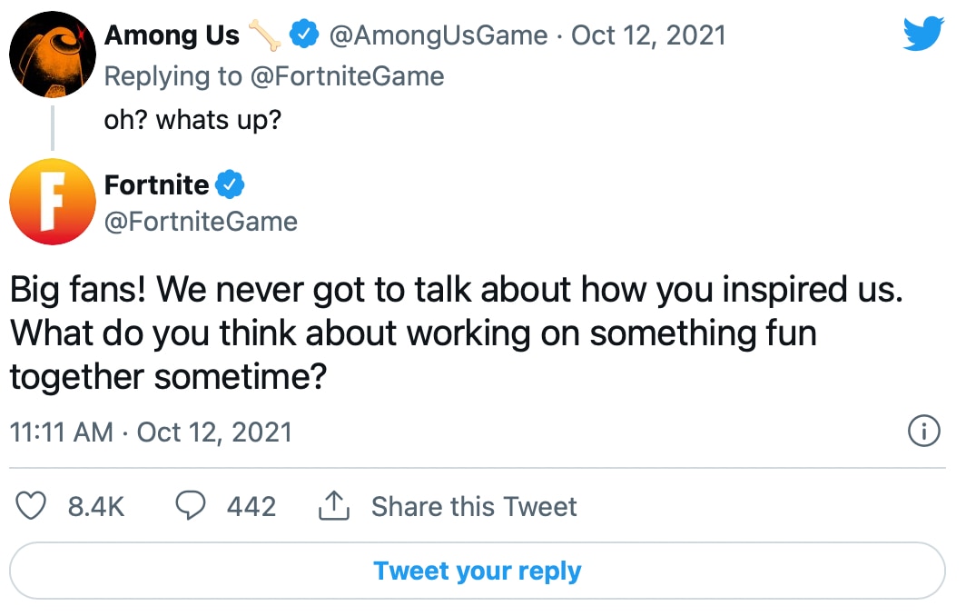 Fornite y Among Us. (twitter: ForniteGame / AmongUsGame)