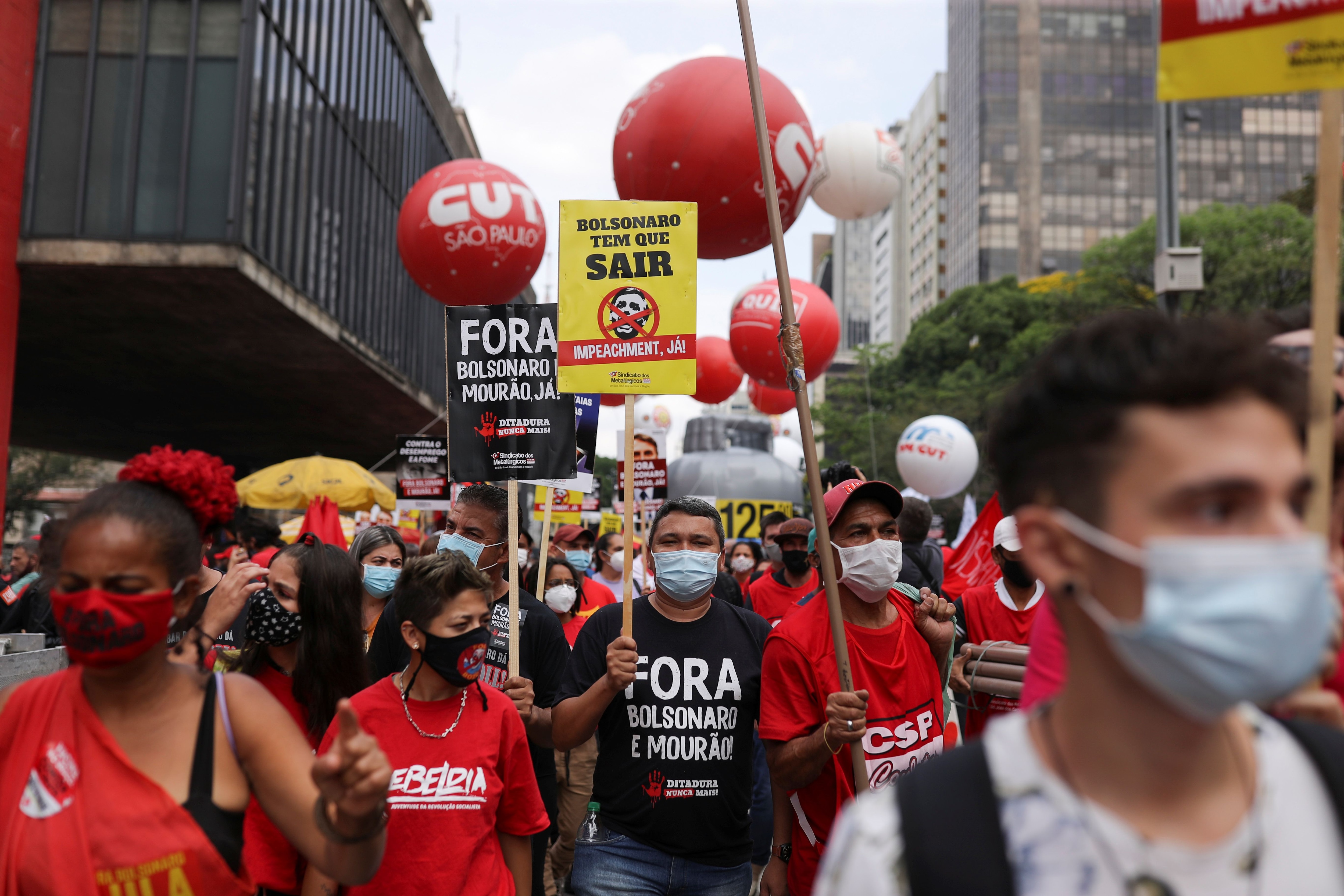 La protesta contra Bolsonaro el sábado en San Pablo (REUTERS/Amanda Perobelli)