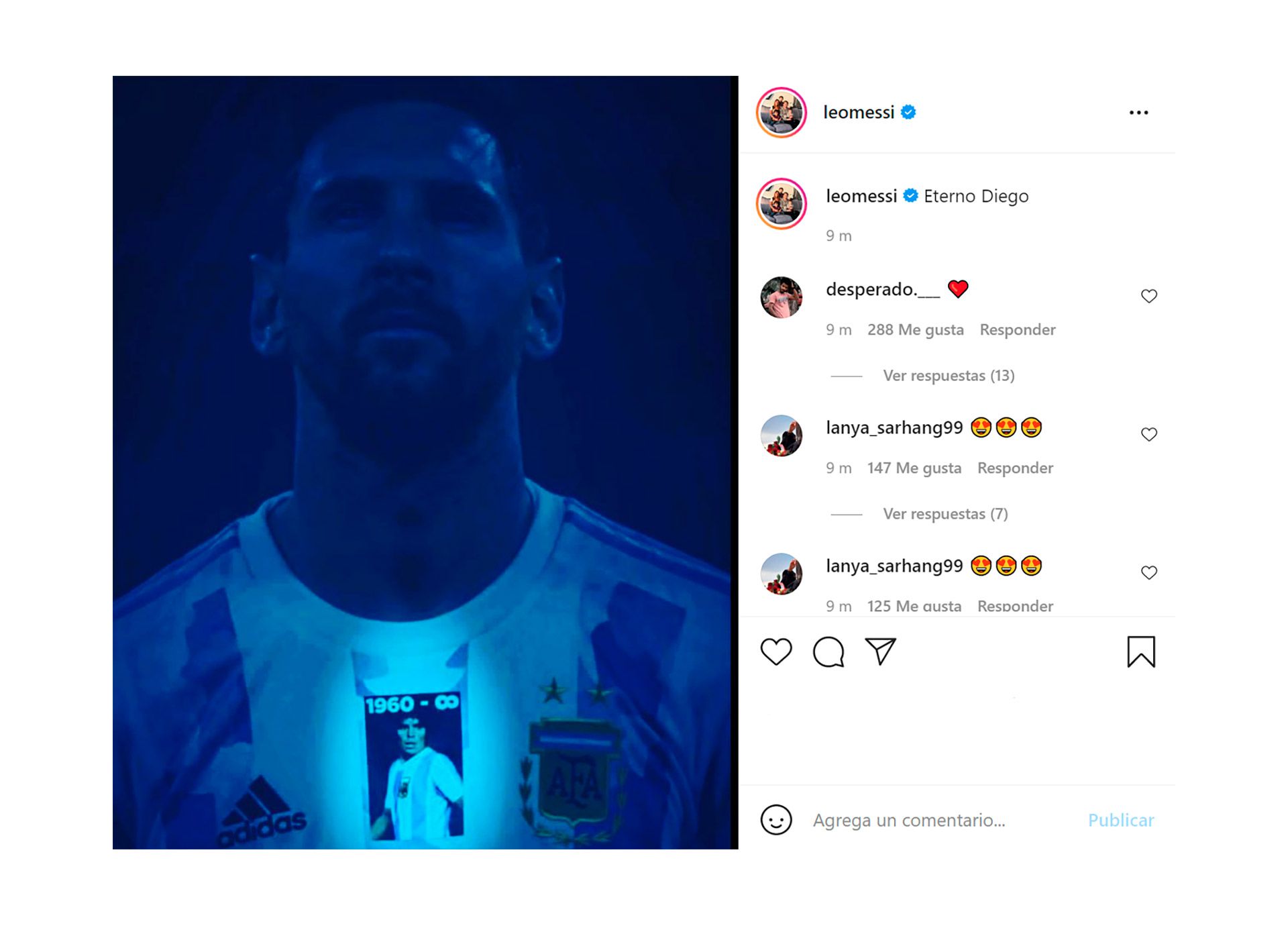 El posteo de Messi dedicado a Maradona