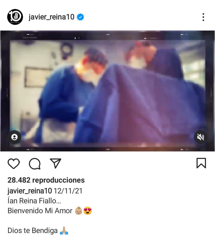 Post en Instagram de Javier Reina. Foto: @javier_reina10