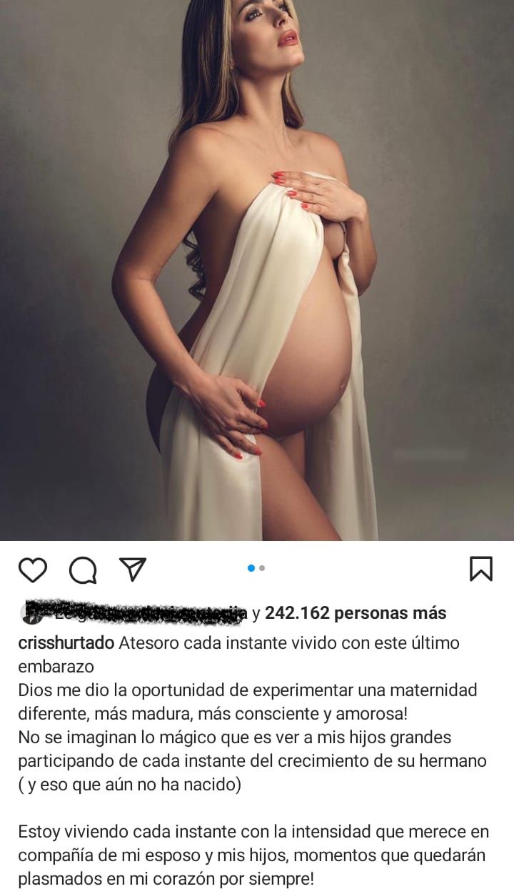 Post en Instagram de Cristina Hurtado. Foto: @crisshurtado