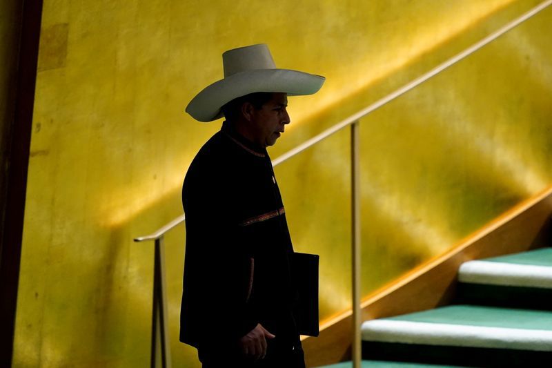 Imagen de archivo del presidente de Perú, Pedro Castillo, durante la 76 Sesión de la Asamblea General de la ONU en Nueva York, EEUU. 21 septiembre 2021. Mary Altaffer/Pool vía Reuters