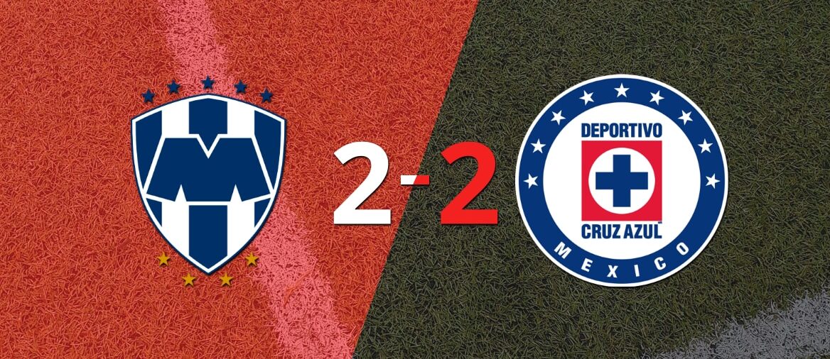 CF Monterrey y Cruz Azul igualaron 2 a 2