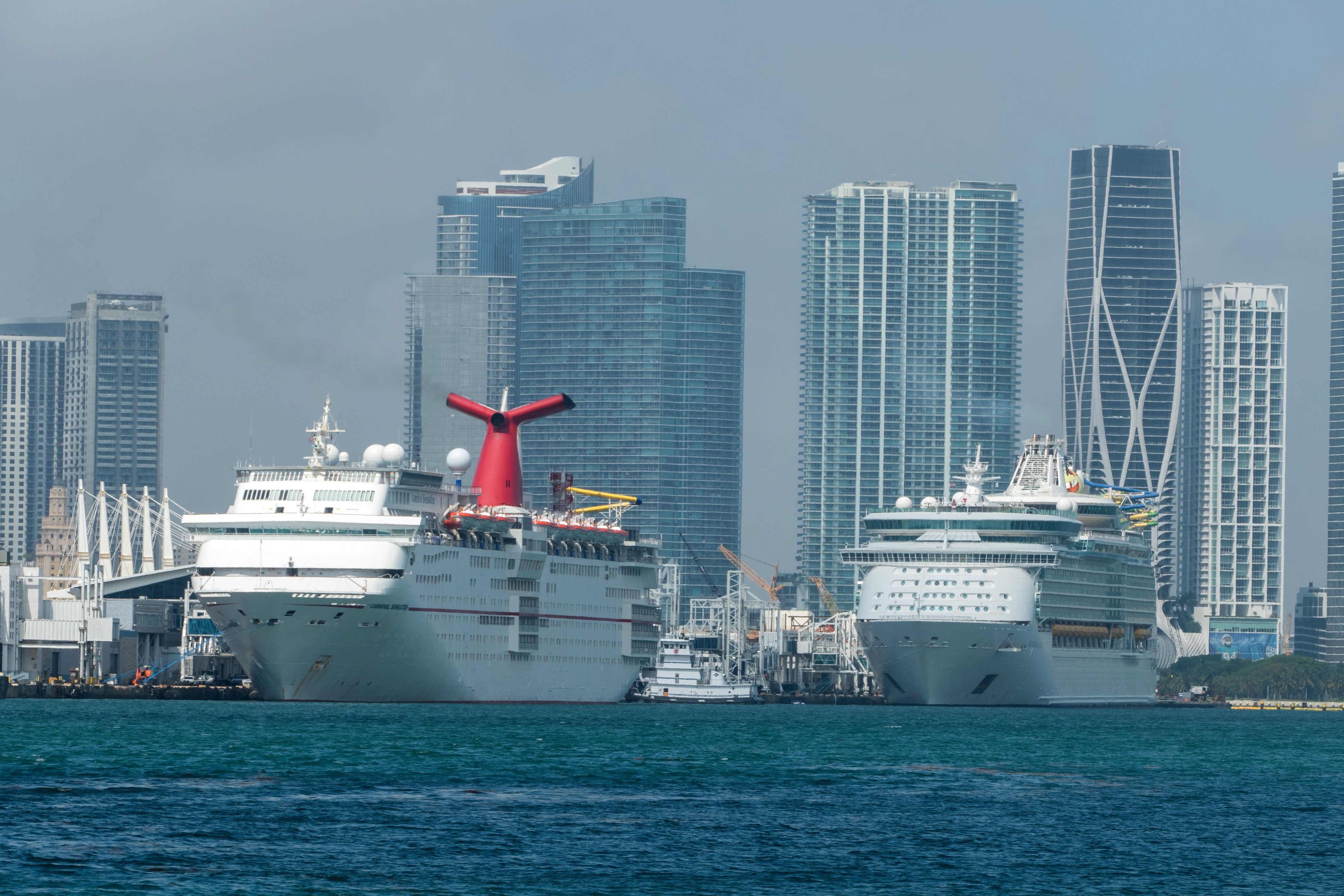 Vista de dos cruceros atracados en la Bahía de Miami, Florida. EFE/Giorgio Viera/Archivo 