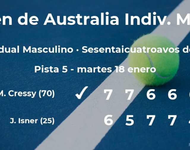 El tenista Maxime Cressy consigue clasificarse para los treintaidosavos de final a costa de John Isner