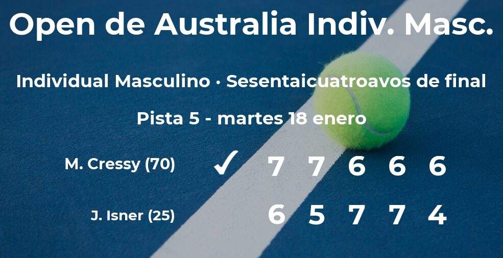 El tenista Maxime Cressy consigue clasificarse para los treintaidosavos de final a costa de John Isner