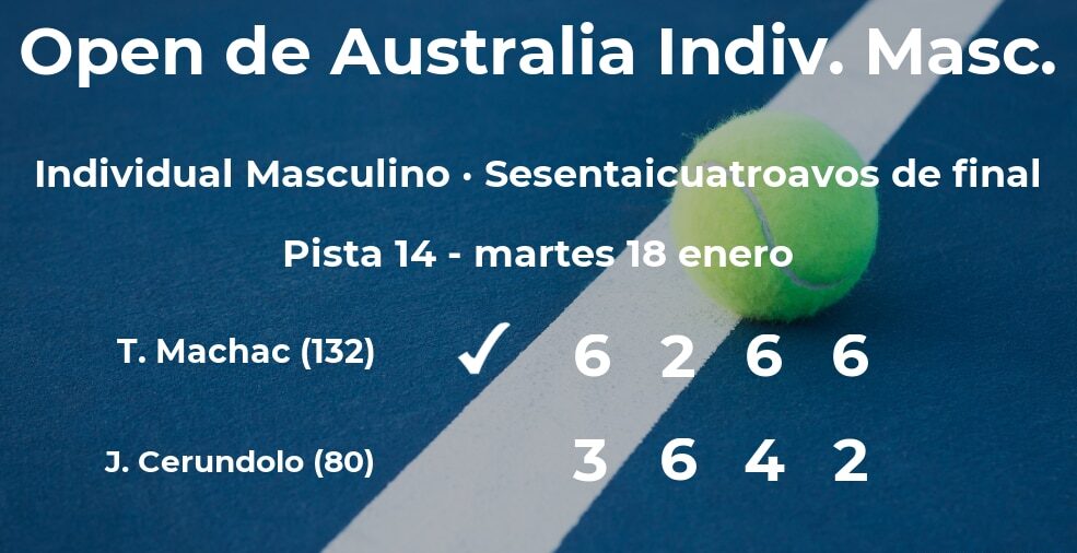 El tenista Tomas Machac estará en los treintaidosavos de final del Open de Australia