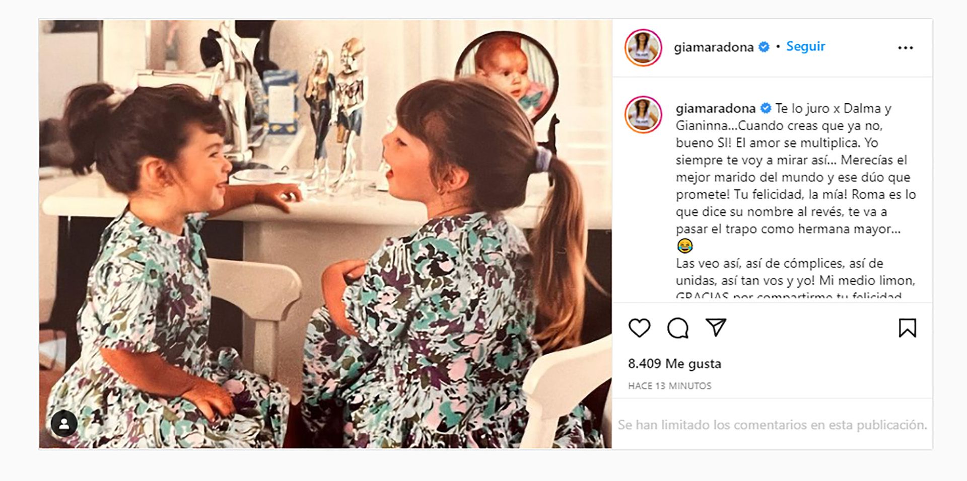 La reacción de Gianinna Maradona al embarazo de Dalma