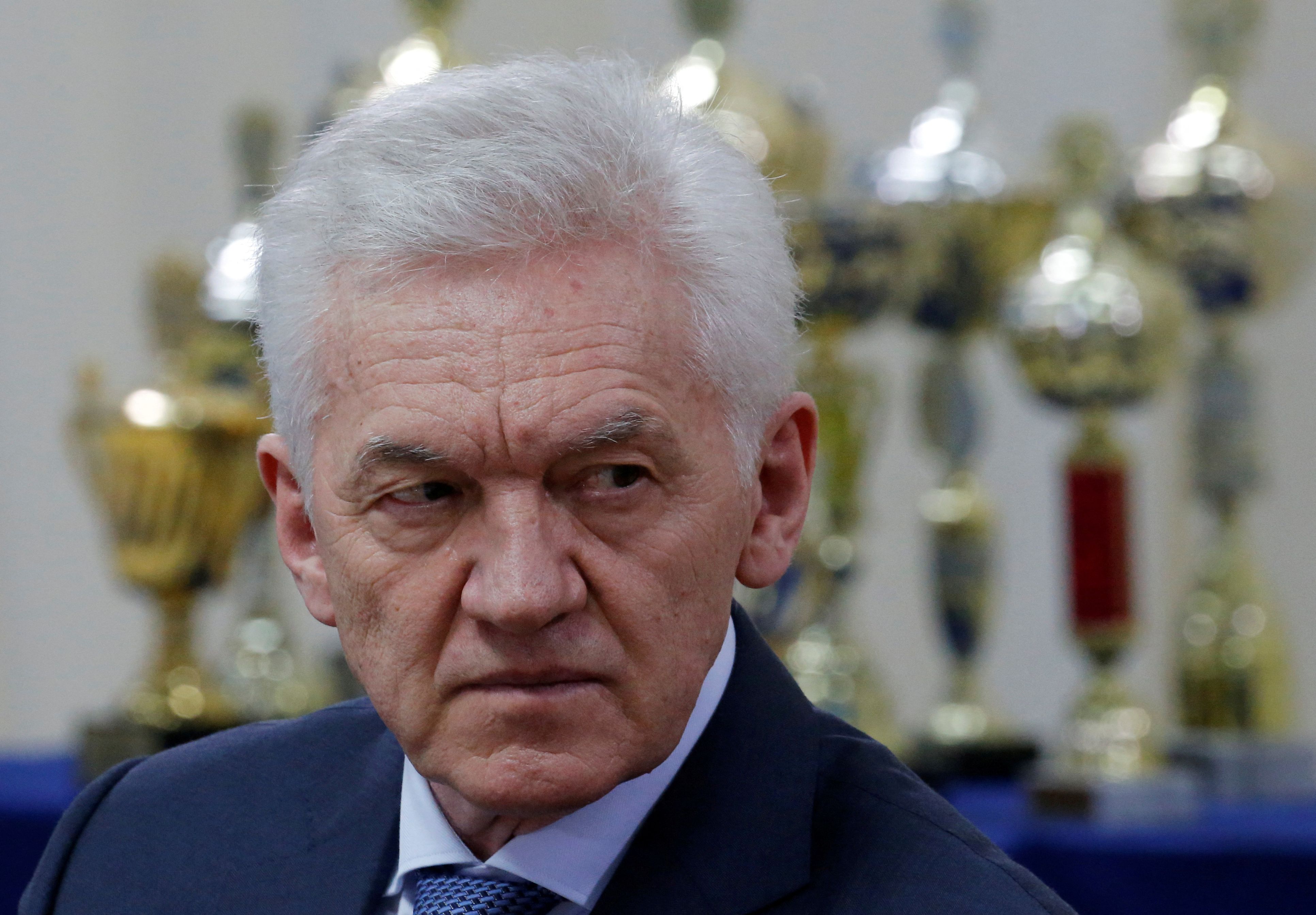 FILE PHOTO: Russian tycoon Gennady Timchenko attends a meeting of Russian President Vladimir Putin with members of the presidential council for physical culture and sports in the southern city of Krasnodar, Russia, May 23, 2017. REUTERS/Sergei Karpukhin/File Photo