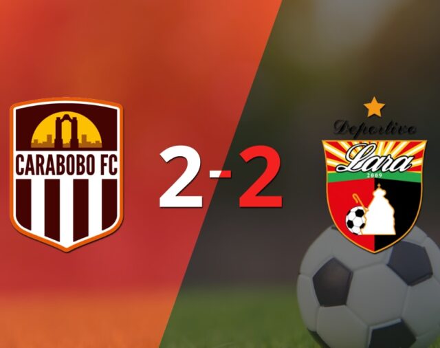 Deportivo Lara sacó un punto luego de empatar a 2 goles con Carabobo