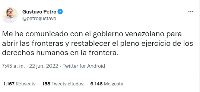 TRINO DE PETRO SOBRE FRONTERA CON VENEZUELA